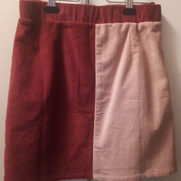 Two-toned Cozy Corduroy Skirt - Picture 2 of 2